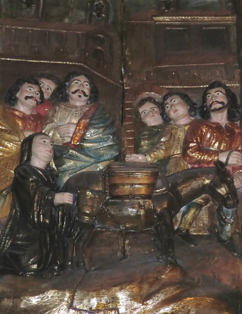 Llàtzer Tremullas: Die Reliquien von Abdo und Sennis werden übertragen, 1647, Detail aus dem Altar in der Abdo und Sennis geweihten Kapelle in der Kirche in Arles-sur-Tech