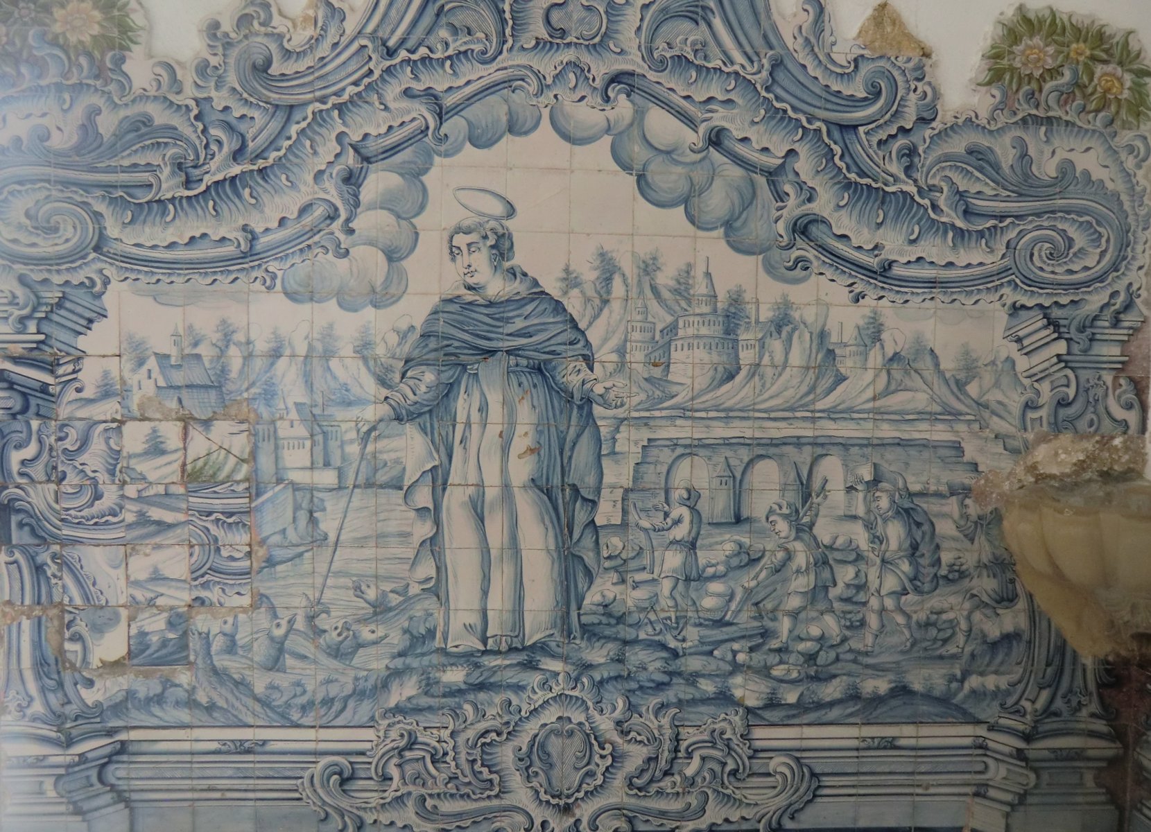 Azulejo: Antonius predigt den Fischen, in der Kathedrale in Aveiro