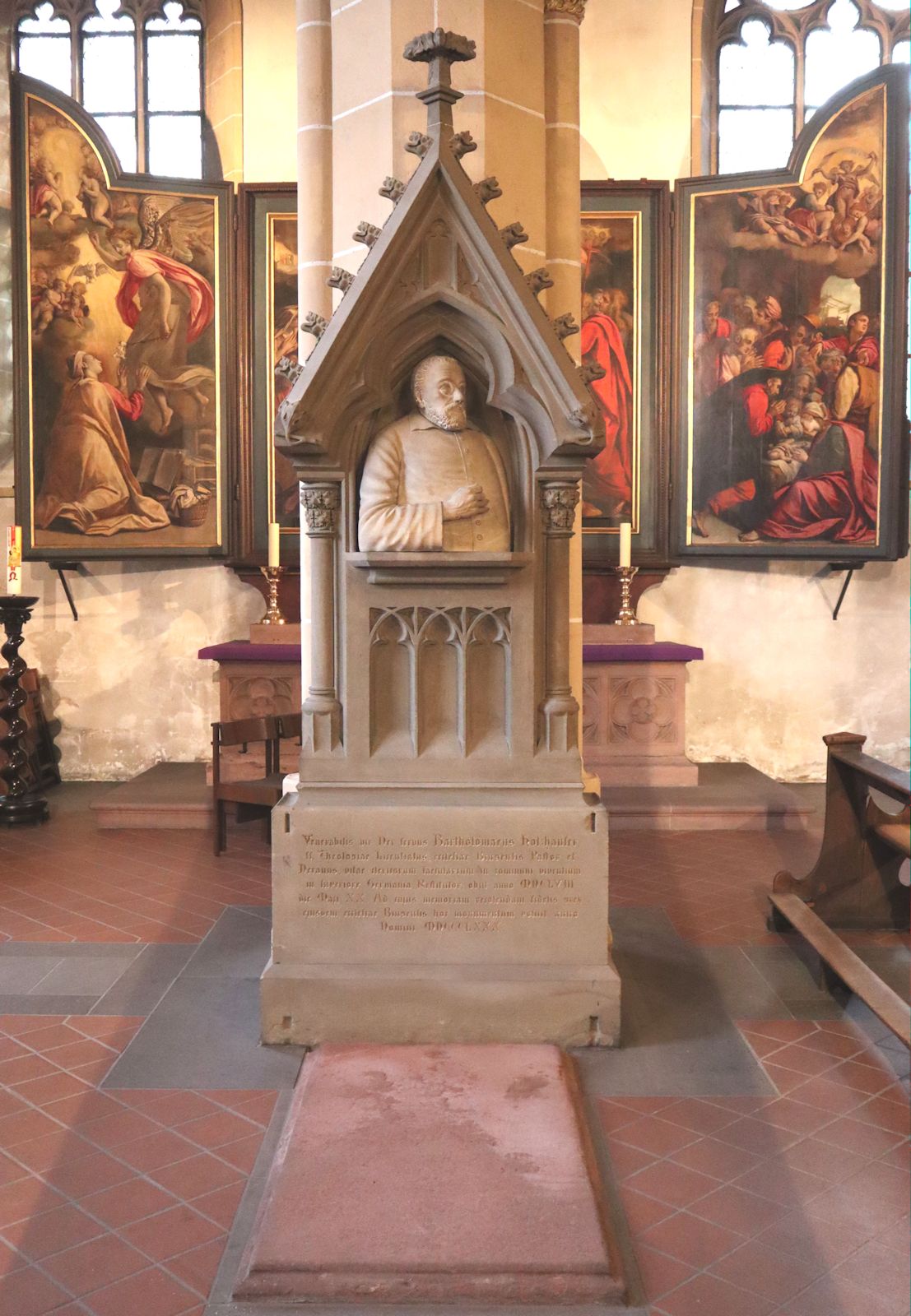 Bartholomäus Holzhausers Grab, 1880, in der Stiftskirche St. Martin in Bingen