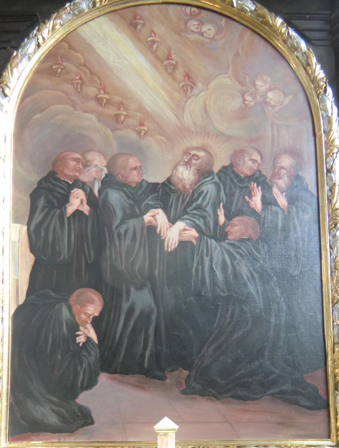 Matthias Strüv: Benedikts Sterben, 1698, Altarbild in der Kirche des ehemaligen Klosters in Pfäfers bei Chur