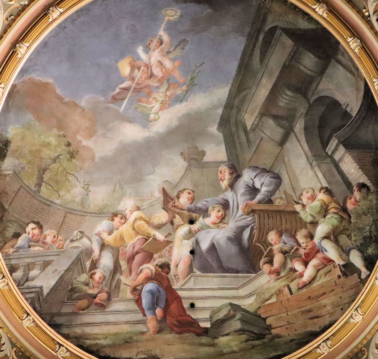 Paul Troger: Cassian als Lehrer, Deckenfresko, 1748 bis 1750, im Dom in Brixen