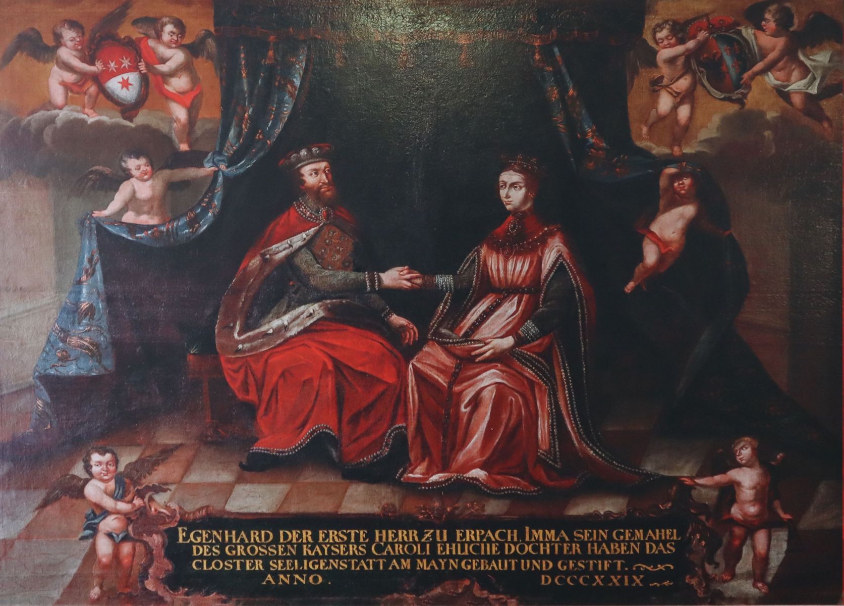 Einhard und seine Frau Imma, 1760, Bild im ehemaligen Kloster Seligenstadt