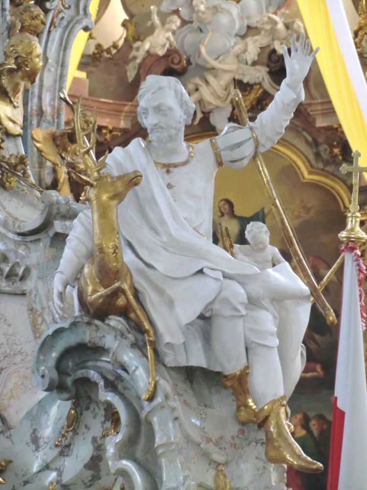 Johann Michael Feichtmayr der Jüngere und Franz Xaver Feuchtmayer der Ältere: Eustachius, um 1760, am Gnadenaltar der Basilika Vierzehnheiligen