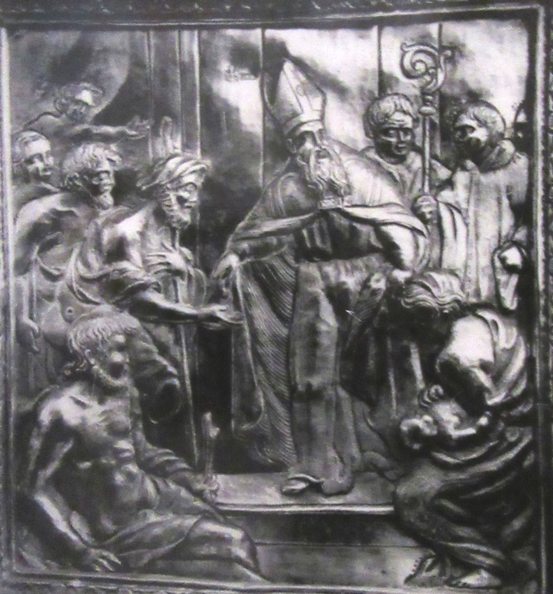 Silberrelief: Gerland und Graf Roger, auf dem Reliquienschrein, 1653, im Diözesanmuseuem in Agrigent