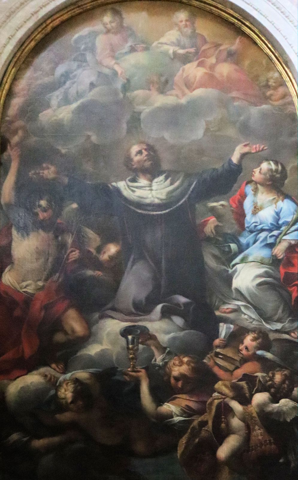 Raffaelo Vanni: der verherrlichte Ivo mit Sebastian (links) und Agatha von Catania, 1664, in der Kirche San Martino in Siena