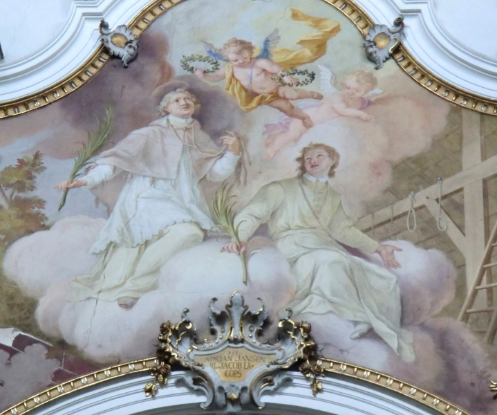 Adrian Jansen (links) und Jakob Lacoupe (rechts), Fresko in der heutigen Pfarrkirche in Steingaden