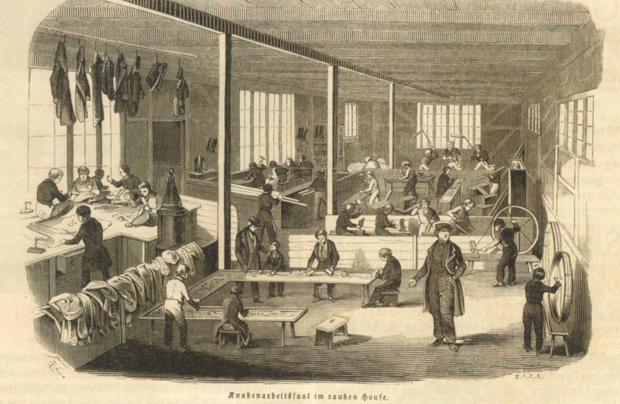 Lithografie: Arbeit im Rauhen Haus, Archiv im Rauhen Haus in Hamburg