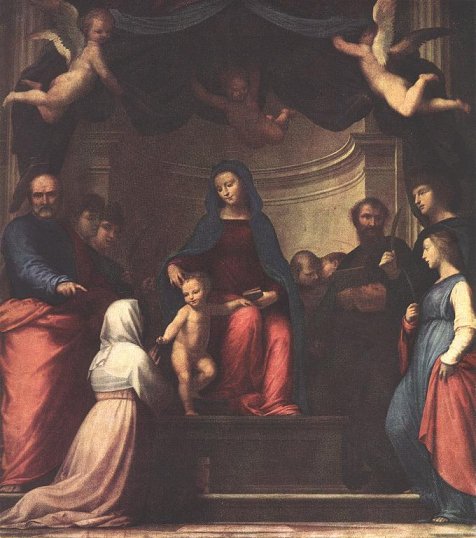 Fra Bartolomeo: Die (mystische) Vermälung Katharinas mit Christus, 1511, im Musée du Louvre in Paris