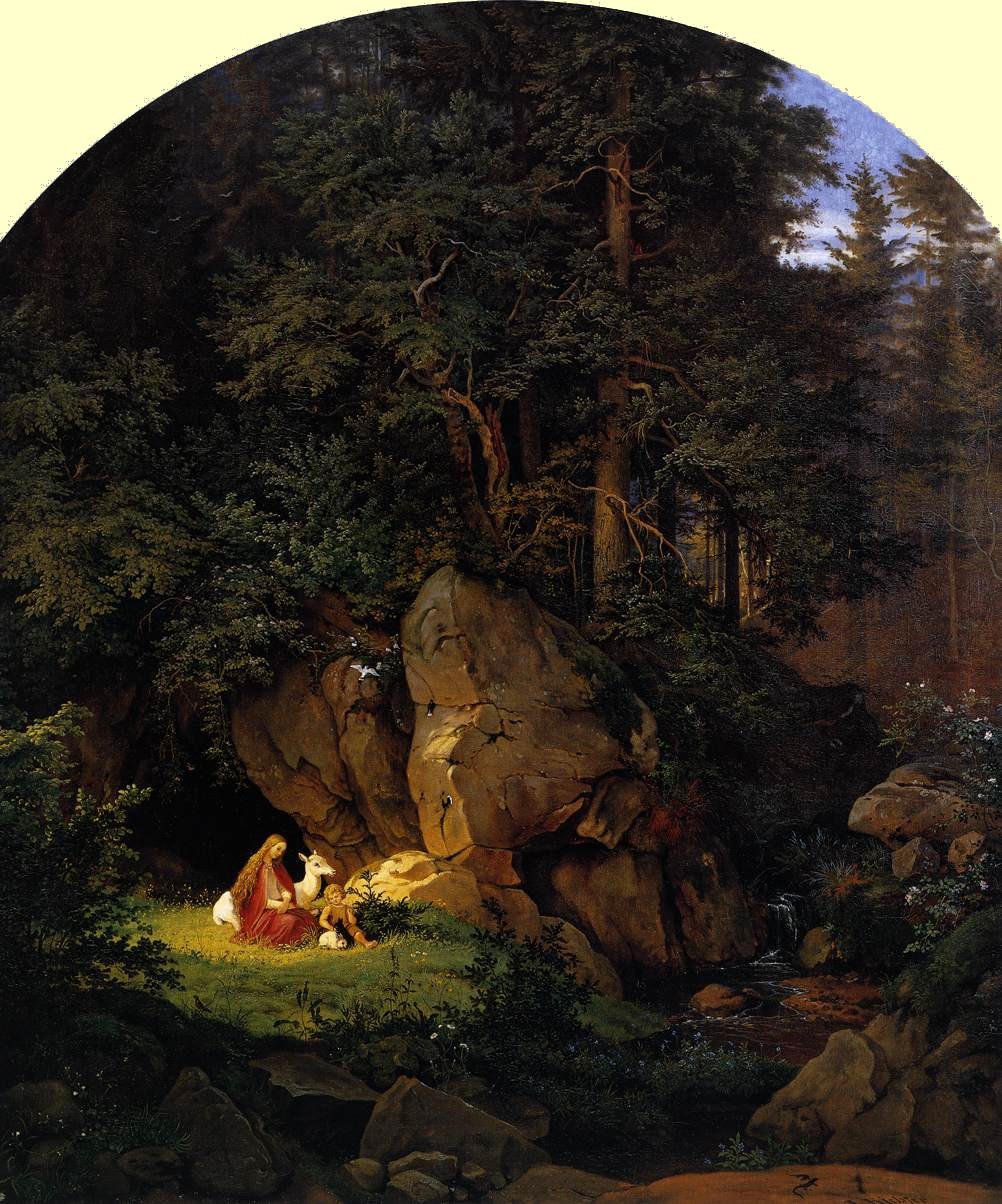 Genoveva allein im Wald, Ölgemälde von 1841, in der Kunsthalle in Hamburg