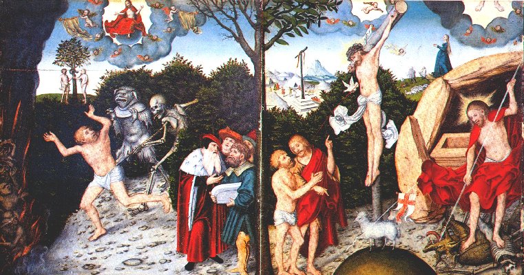 Lukas Cranach der Ältere: Gesetz und Evangelium, um 1535, im Germanischen Nationalmuseum in Nürnberg