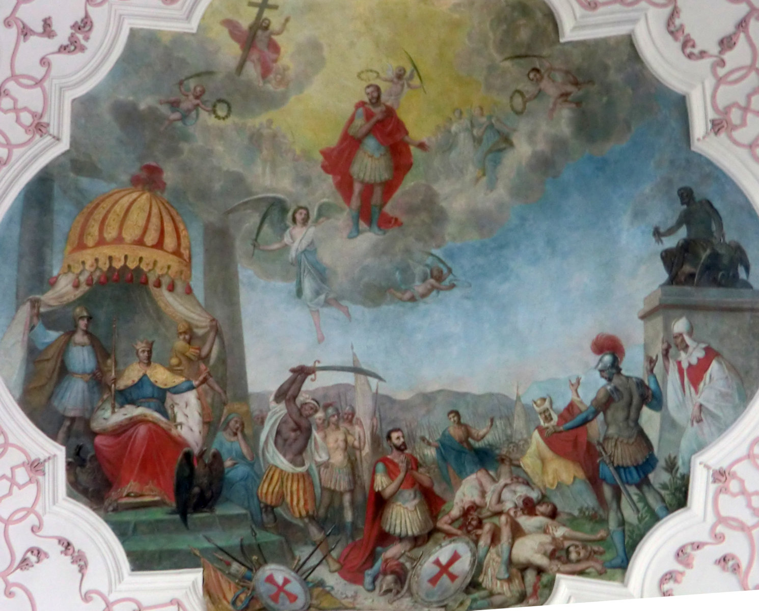 J. F. Syber: Mauritius' Martyrium. Deckengemälde, 1727, in der Kirche des ehemaligen Klosters in Ebersmunster