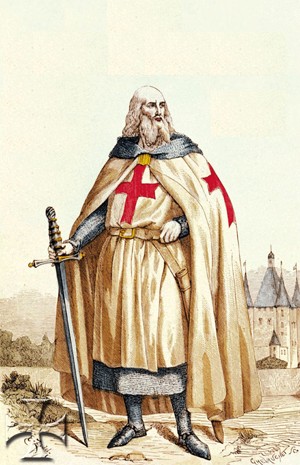 J. Chevauchet: Jacques de Molay, Lithograpie, 19. Jahrhundert