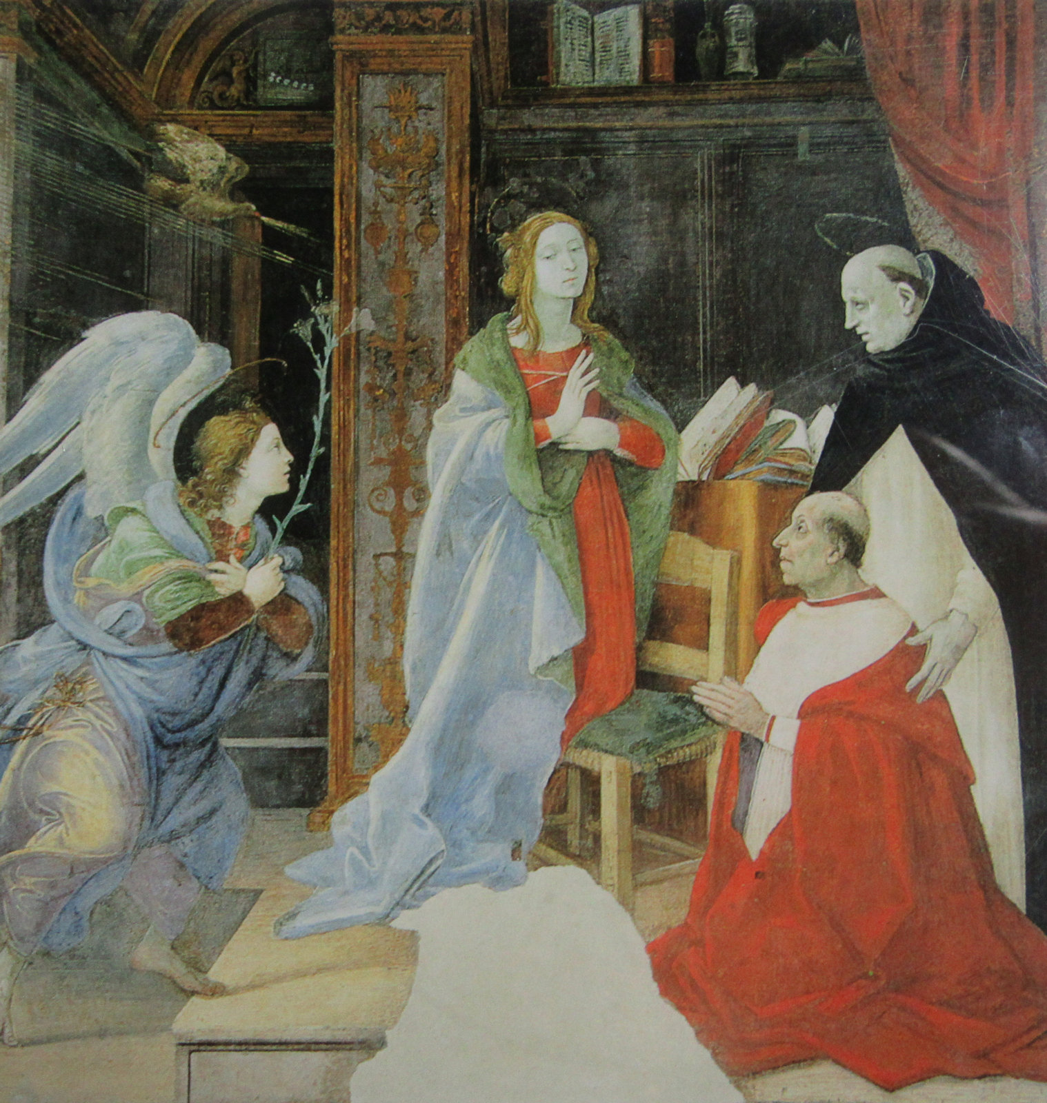 Filippino Lippi: Thomas mit einem Kardinal vor Maria Annunziata, um 1490, in der Kirche Santa Maria sopra Minerva in Rom