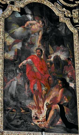 Cosmas Damian Asam: Das Martyrium von Tiburtius, 1703, Altarbild in der Kirche St.Veit in Straubing