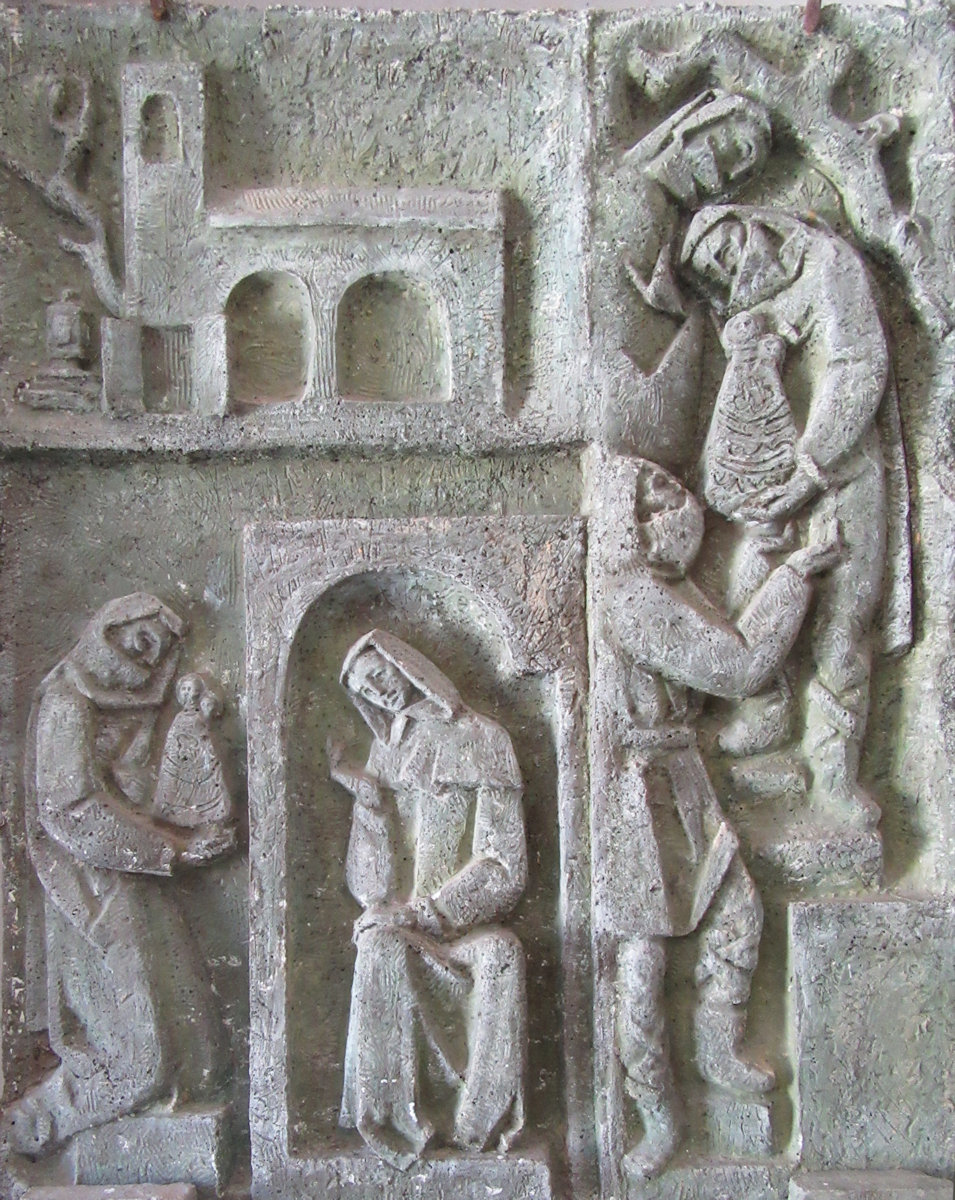 Relief in der „Kapelle der Weißen” im Santuario Nuestra Señora de la Peña de Francia, das Raub und Rückgabe des Gnadenbildes zeigt